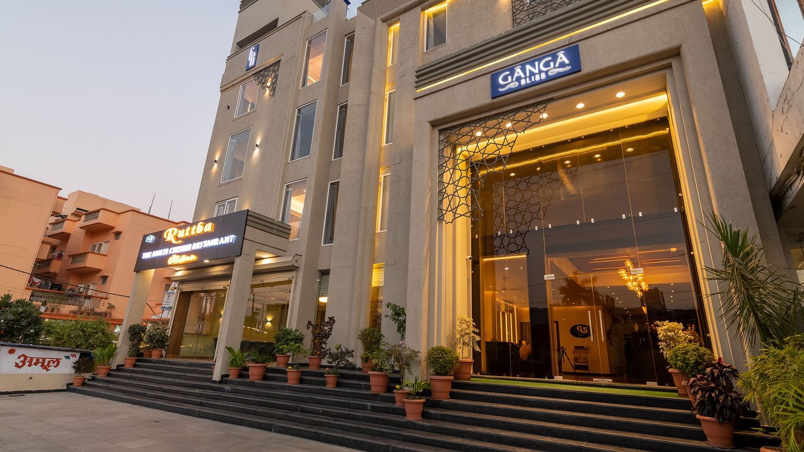 A facade image of DLS Ganga Bliss, Haridwar taken from the right angle